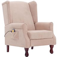 Masážní polohovací křeslo krémové textil - Massage Chair