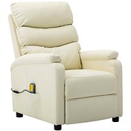 Masážní polohovací křeslo krémové umělá kůže - Massage Chair