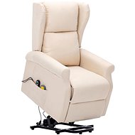 Masážní zvedací křeslo krémové textil - Massage Chair