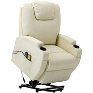 Masážní zvedací křeslo krémově bílé umělá kůže - Massage Chair