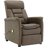 Masážní polohovací křeslo taupe umělá broušená kůže - Massage Chair