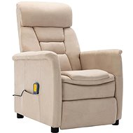 Masážní polohovací křeslo krémové umělá broušená kůže - Massage Chair