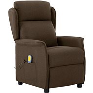 Masážní polohovací křeslo hnědé textil - Massage Chair