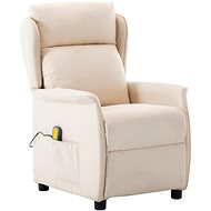 Masážní polohovací křeslo krémové textil - Massage Chair