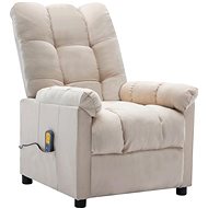 Masážní polohovací křeslo krémové textil - Massage Chair