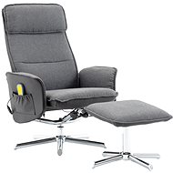 Masážní polohovací křeslo a podnožka světle šedé a černé textil - Massage Chair