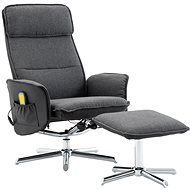 Masážní polohovací křeslo a podnožka tmavě šedé a černé textil - Massage Chair