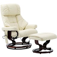 Masážní polohovací křeslo krémové umělá kůže a ohýbané dřevo - Massage Chair