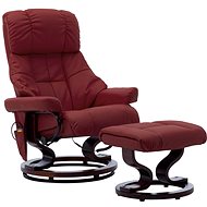 Masážní polohovací křeslo vínové umělá kůže a ohýbané dřevo - Massage Chair