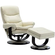 Masážní polohovací křeslo krémové umělá kůže a ohýbané dřevo - Massage Chair
