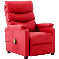 Elektrické masážní polohovací křeslo červené umělá kůže - Massage Chair