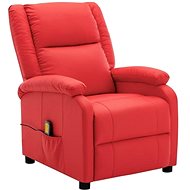 Elektrické masážní polohovací křeslo červené umělá kůže - Massage Chair