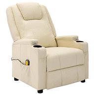 Elektrické masážní polohovací křeslo krémově bílé umělá kůže - Massage Chair