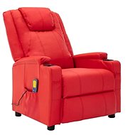 Elektrické masážní polohovací křeslo červené umělá kůže - Massage Chair
