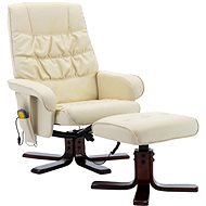 Masážní polohovací křeslo s podnožkou krémové umělá kůže - Massage Chair