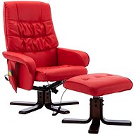 Masážní polohovací křeslo s podnožkou červené umělá kůže - Massage Chair