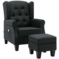 Masážní křeslo s podnožkou tmavě šedé textil - Massage Chair