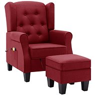 Masážní křeslo s podnožkou vínové textil - Massage Chair