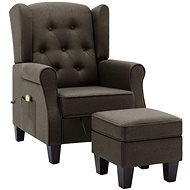Masážní křeslo s podnožkou taupe textil - Massage Chair