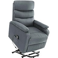 Zvedací masážní polohovací křeslo světle šedé textil - Massage Chair