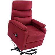 Zvedací masážní polohovací křeslo vínové textil - Massage Chair