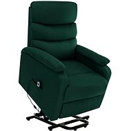 Zvedací masážní polohovací křeslo tmavě zelené textil - Massage Chair