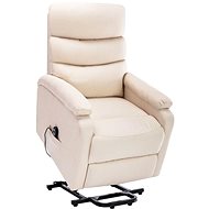 Zvedací masážní polohovací křeslo krémové textil - Massage Chair