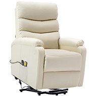 Zvedací masážní polohovací křeslo krémově bílé umělá kůže - Massage Chair