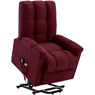 Zvedací masážní polohovací křeslo vínové textil - Massage Chair