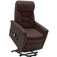 Zvedací masážní polohovací křeslo hnědé umělá kůže - Massage Chair