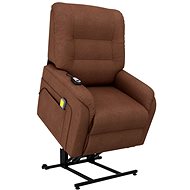 Elektrické zvedací masážní polohovací křeslo hnědé textil - Massage Chair