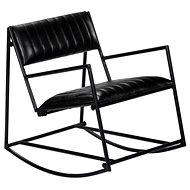 Rocking chair black genuine leather - Rocking Chair