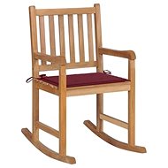 Rocking chair with burgundy cushion solid teak - Rocking Chair