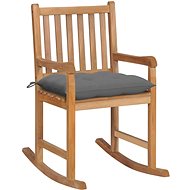 Rocking chair with grey cushion solid teak - Rocking Chair