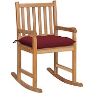 Rocking chair with burgundy cushion solid teak - Rocking Chair