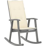 Rocking chair with cushions grey solid acacia wood - Rocking Chair