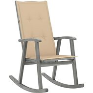 Rocking chair with cushions grey solid acacia wood - Rocking Chair