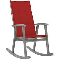 Rocking chair with cushions grey solid acacia wood - Rocking Chair
