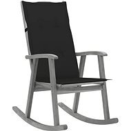 Rocking chair with cushions grey solid acacia wood - Rocking Chair