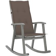Rocking chair with cushions grey solid acacia wood - Rocking Chair