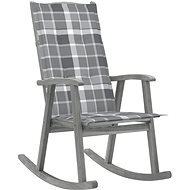 Rocking chair with cushions grey solid acacia wood - Rocking Chair