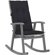 Rocking chair with cushions grey solid acacia wood - Rocking Chair