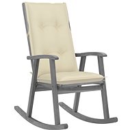Rocking chair with cushions grey solid acacia wood - Rocking Chair