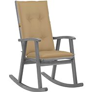 Rocking chair with cushions grey solid acacia wood - Rocking Chair