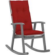 Rocking chair with cushions grey solid acacia wood - Rocking Chair