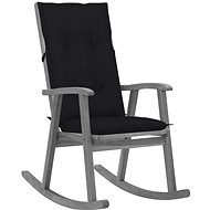 Rocking chair with cushions grey solid acacia wood - Rocking Chair