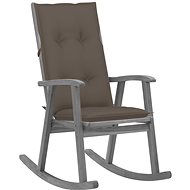 Rocking chair with cushions grey solid acacia wood - Rocking Chair