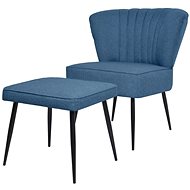 Koktejlová židle s podnožkou modrá textil - Křeslo