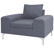 Křeslo s polštářem světle šedé ocel a textil - Křeslo