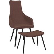 Křeslo s podnožkou hnědé textil - Křeslo